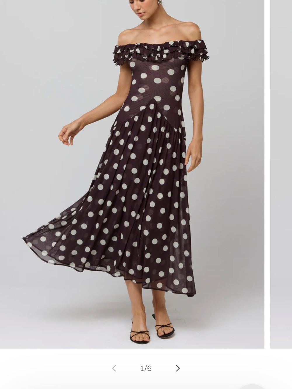 RESA Off-Shoulder Polka Dot Dolly Dress in Polo